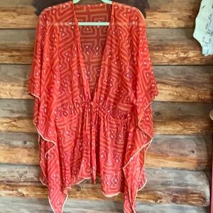 Sheer swim colorful wrap coverup